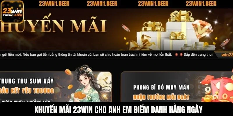 Khuyến mãi 23WIN cho anh em điểm danh hằng ngày
